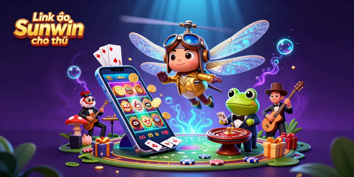 Engage with Link vào Sunwin chính thức at a vibrant lily pad casino featuring dynamic characters and game elements.