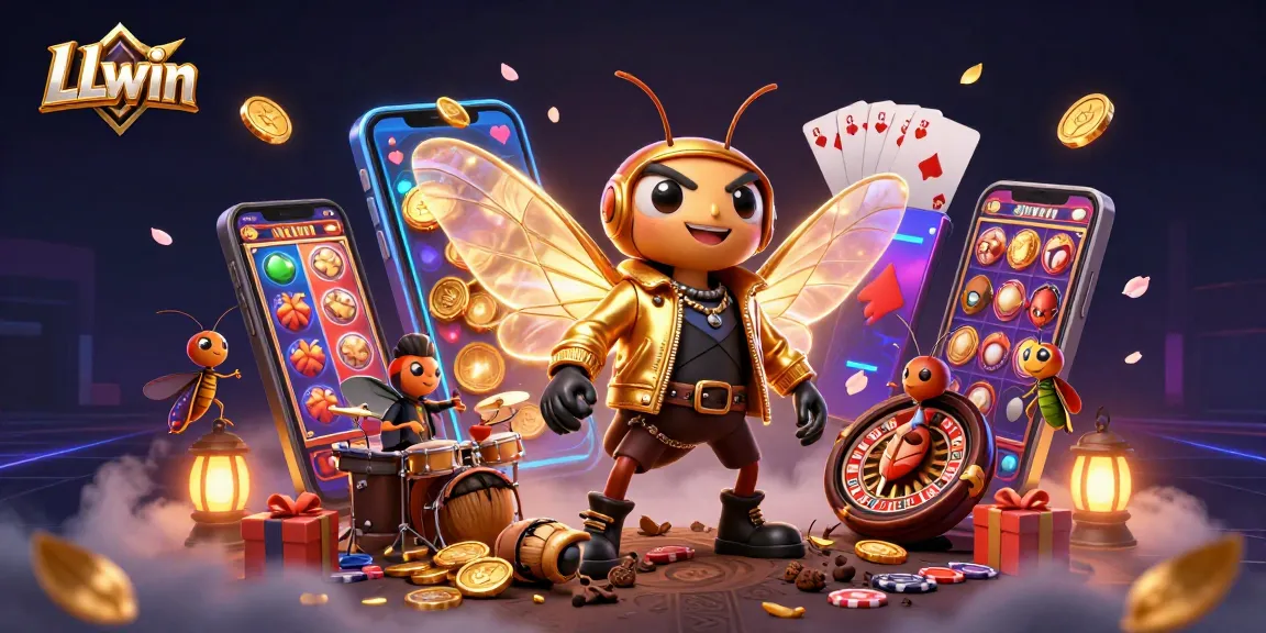 LLwin offers an electrifying gaming experience with a dynamic rock star scene featuring vibrant casino elements.