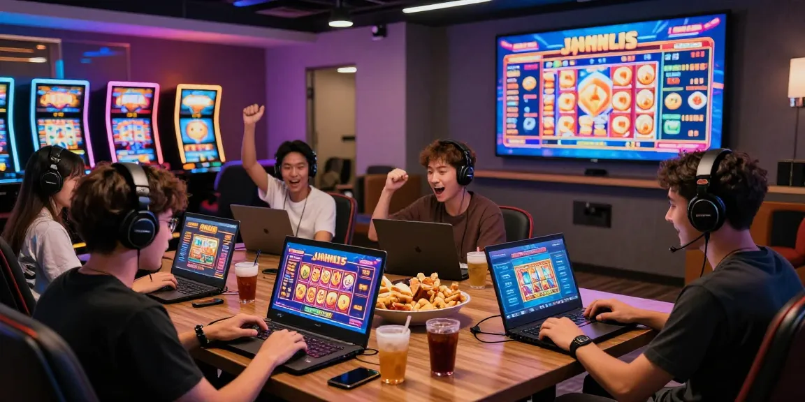 Exciting moment of players enjoying slot gacor games in a lively online casino environment, showcasing energy and engagement.
