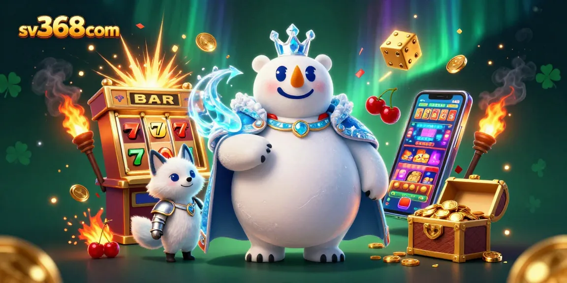 Experience winning thrills with sv368com's vibrant casino adventure featuring a polar bear and snow fox!