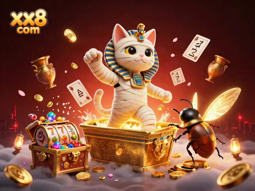 Experience exciting slots with the xx8 com mummy cat in a vibrant casino atmosphere.
