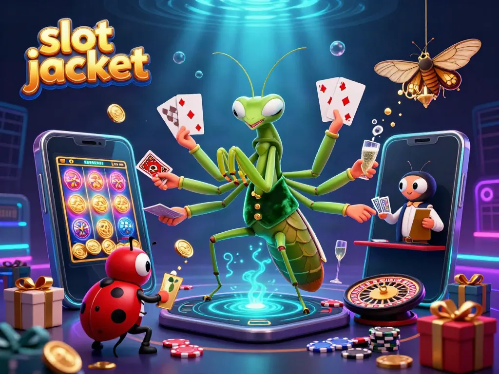 Experience the thrill of hitting the slot jackpot surrounded by colorful, lively casino elements.