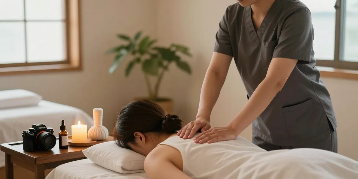 Kangdong massage therapy session with a Korean therapist providing professional services in a serene environment, highlighting the benefits of 강동구출장마사지.