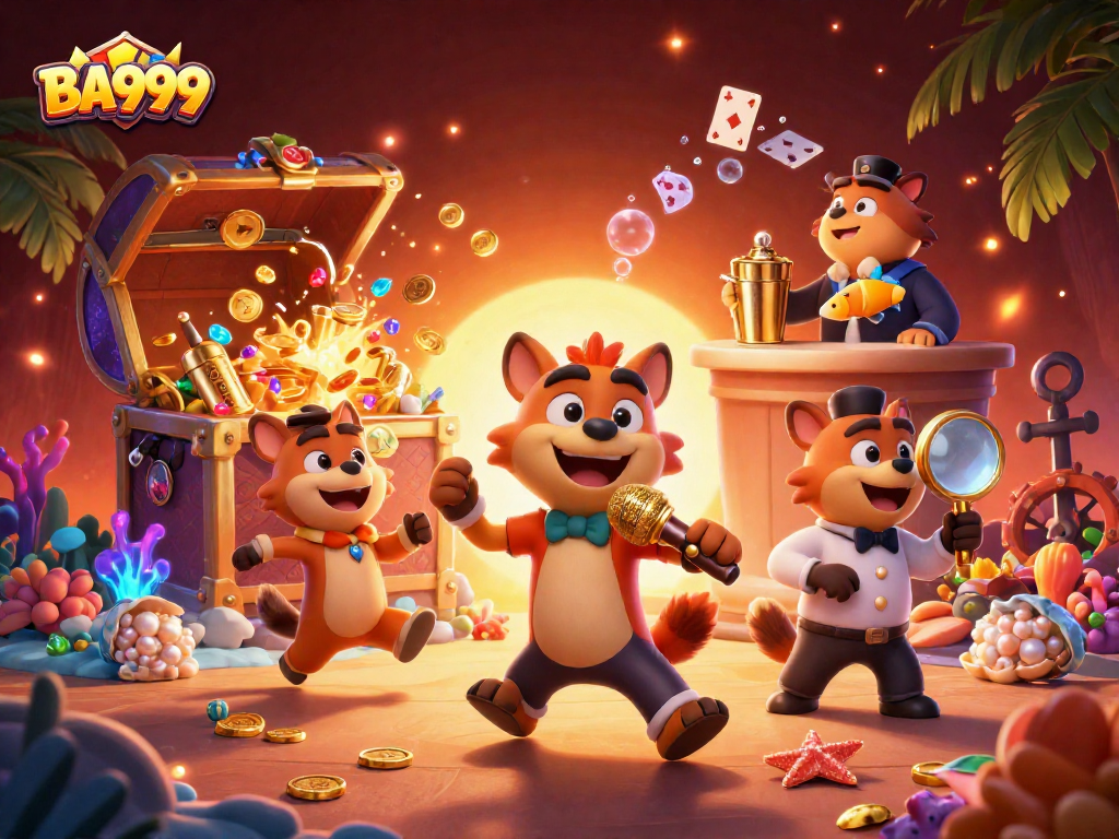 Experience the thrill of BA999 with a vibrant 3D cartoon scene featuring energetic hyenas running a comedy casino club.