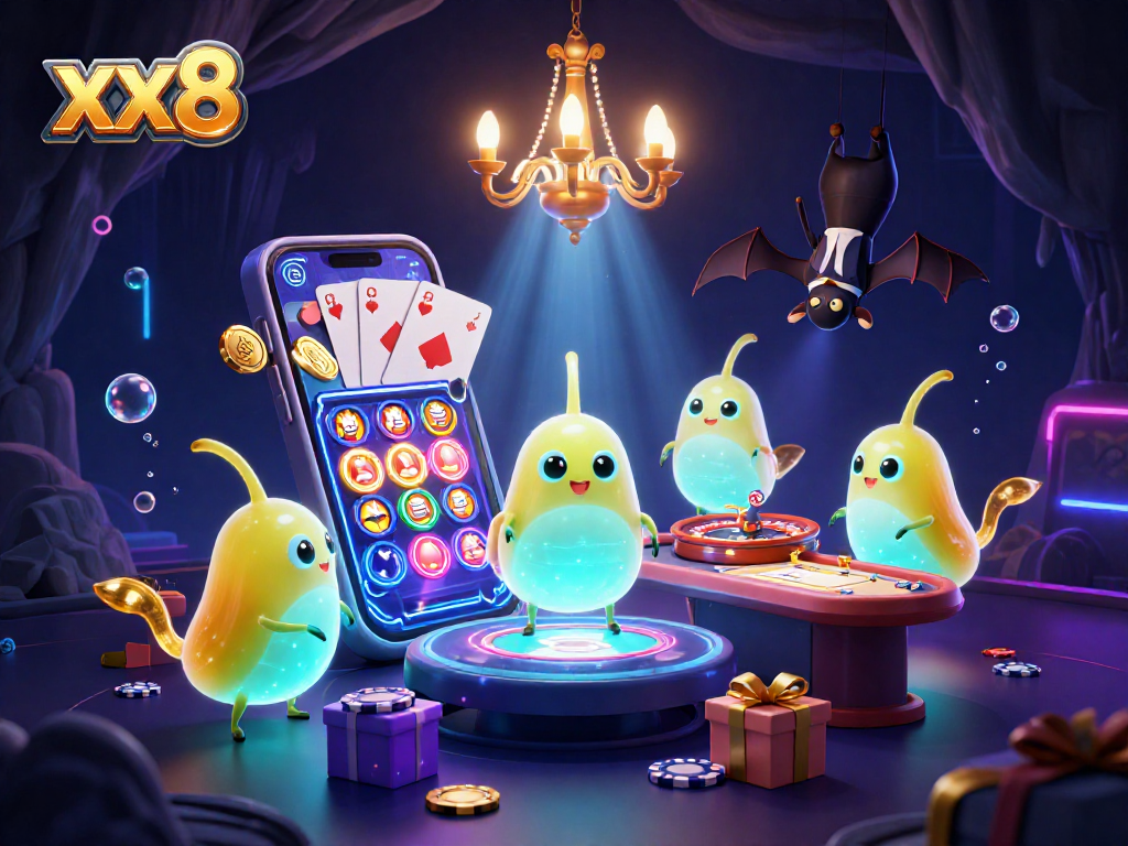 Light up your gaming experience with xx8 as glowworms illuminate a vibrant cave casino.