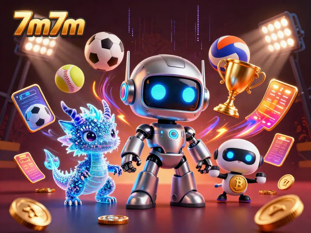 Engage with 7m7m's vibrant sports betting world illustrated with dynamic characters and action.