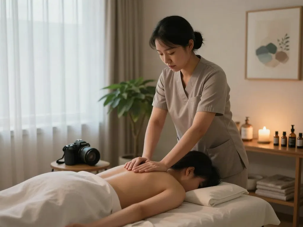 Professional 송파출장안마 service in a tranquil home setting with a massage therapist at work.