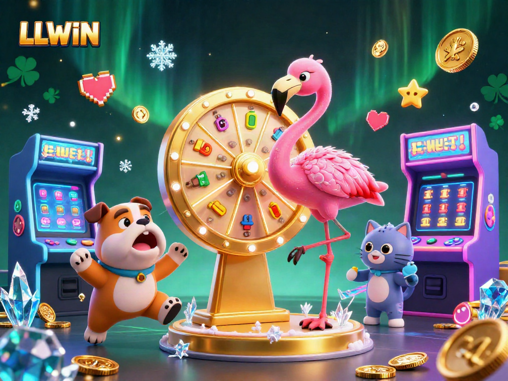 LLWIN engages players with an exciting prize wheel and vibrant casino elements.