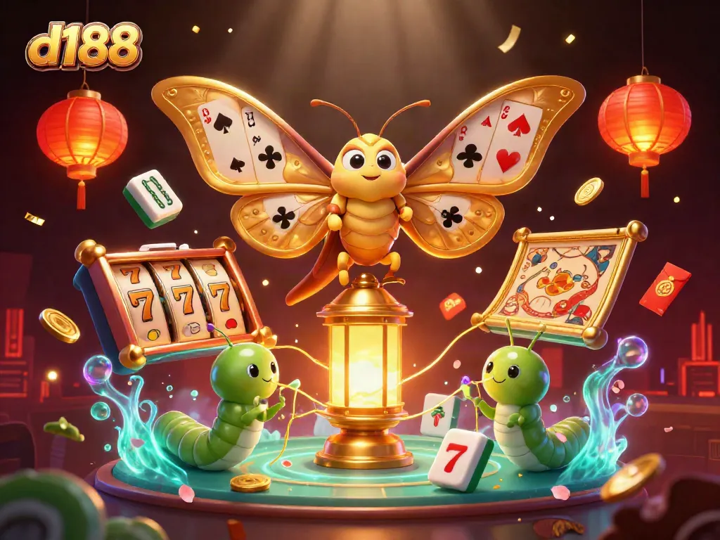 Experience thrilling gameplay with d188 in a vibrant casino scene filled with excitement and luck.