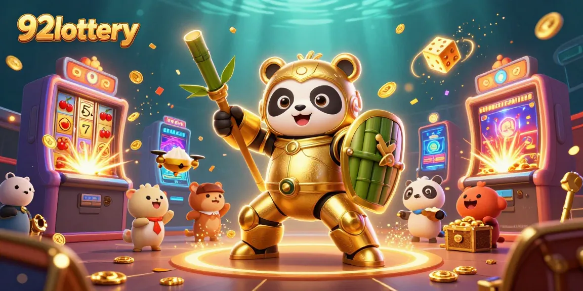 Engage with 92lottery in a vibrant scene featuring dynamic casino elements and cheering spectators.